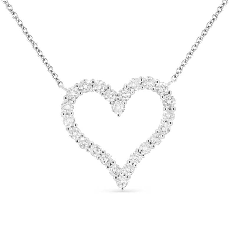 LaViano Fashion 14K White Gold Diamond Heart Necklace
