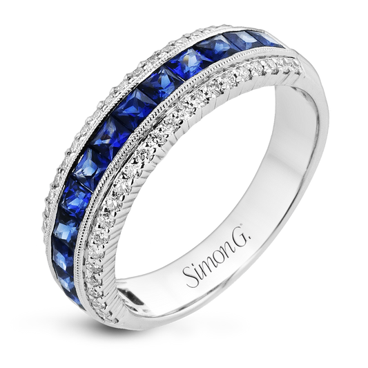Simon G 14K White Gold Sapphire and Diamond Ring