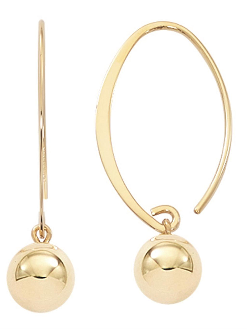 LaViano Fashion 14K Yellow Gold Earrings 8mm Ball Drop