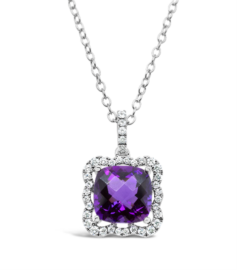 Pe Jay Creations 18K White Gold Amethyst and Diamond Necklace