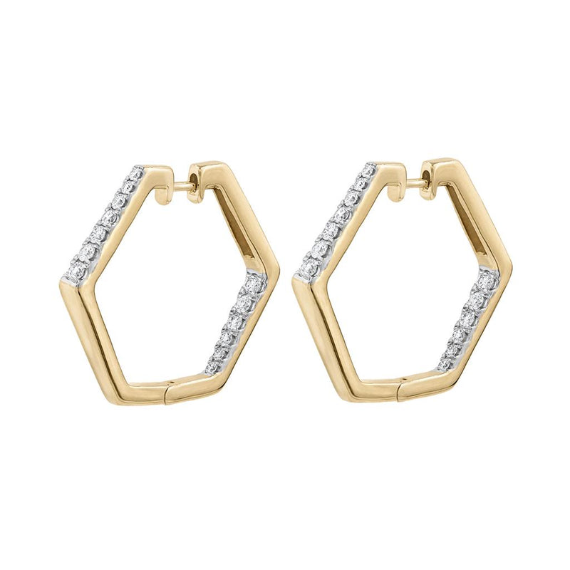 Frederic Sage 14K Yellow Gold Hexagon Diamond Hoop Earrings