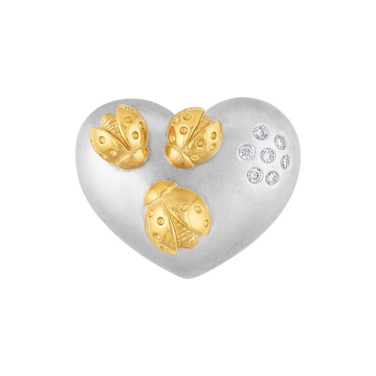 LaViano Fashion 18K White and Yellow Gold Diamond Ladybug Pin
