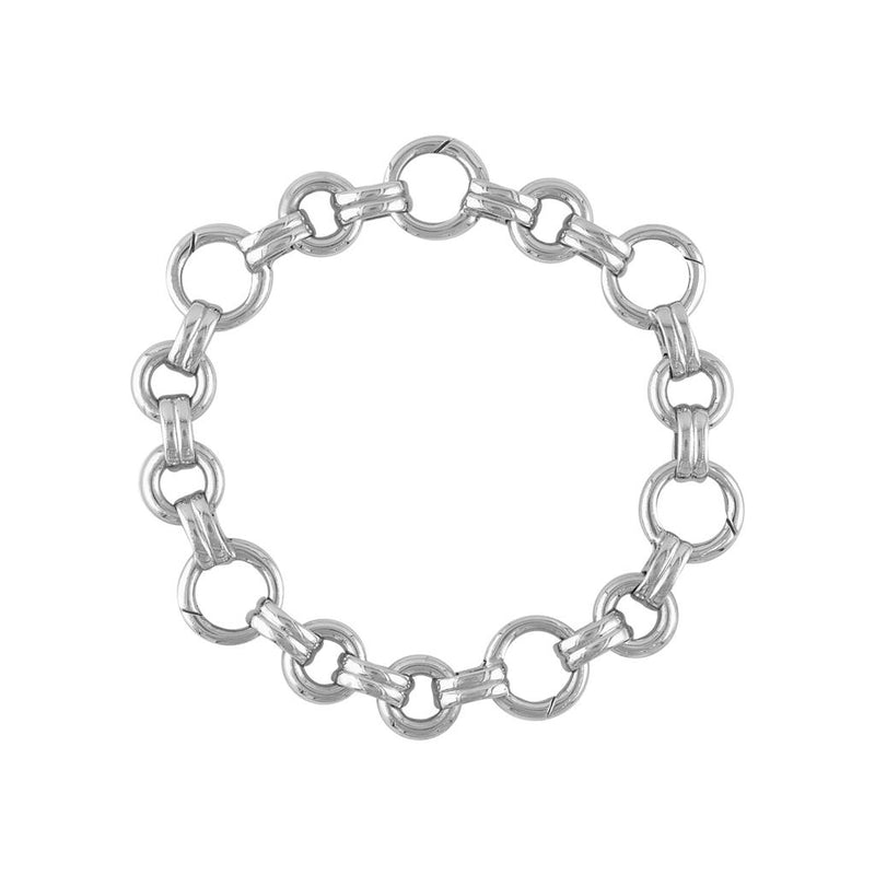 Aaron Basha 18K White Gold Large and Small Pattern Round Link Bracelet