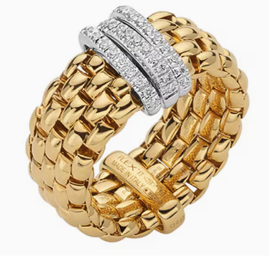 FOPE 18K Yellow Gold Diamond Ring