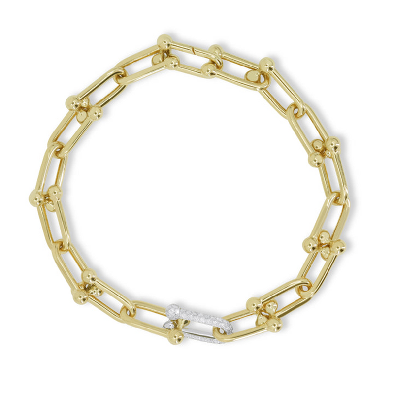 LaViano Fashion 14K Two Tone Diamond Link Bracelet