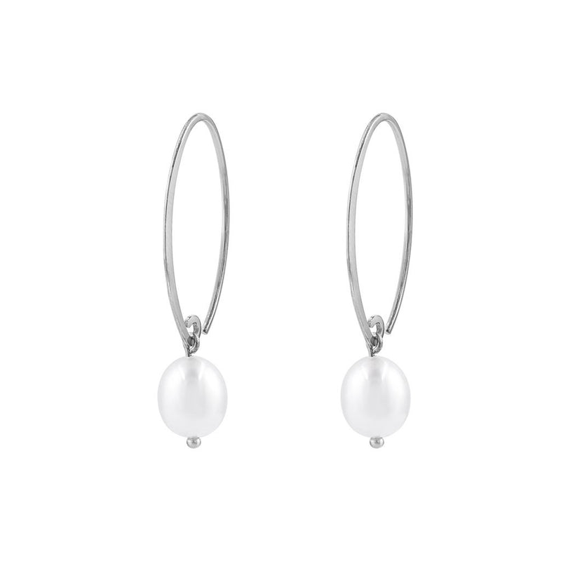 LaViano Fashion 14K White Gold Freshwater Pearl Earrings