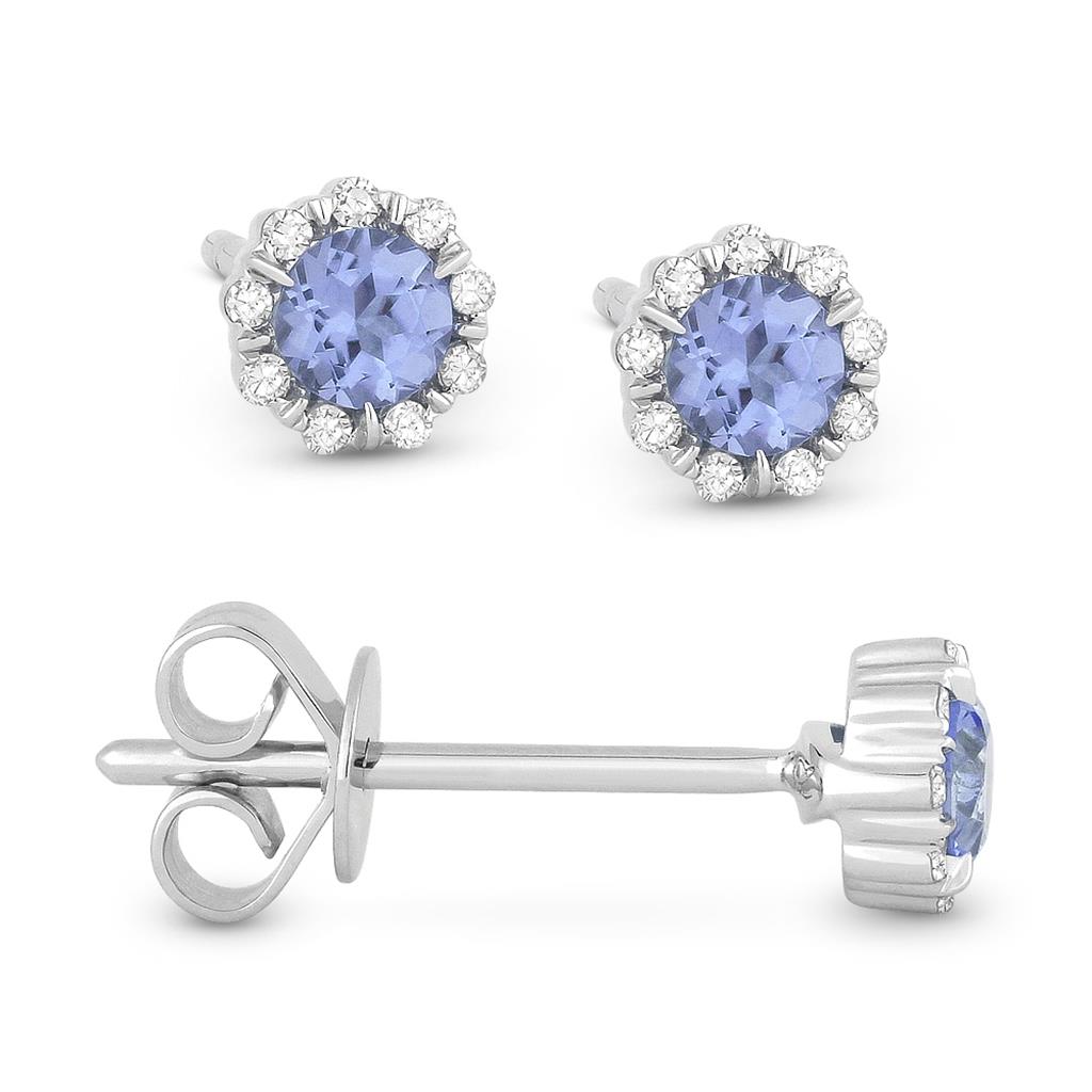 LaViano Fashion 14K White Gold Blue Topaz and Diamond Earrings