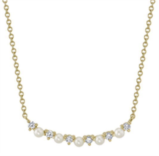 LaViano Fashion 14K Yellow Gold Pearl and Diamond Necklace