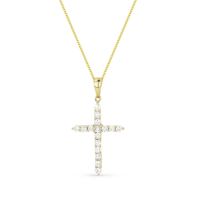 LaViano Fashion 14 Yellow Gold Diamond Cross