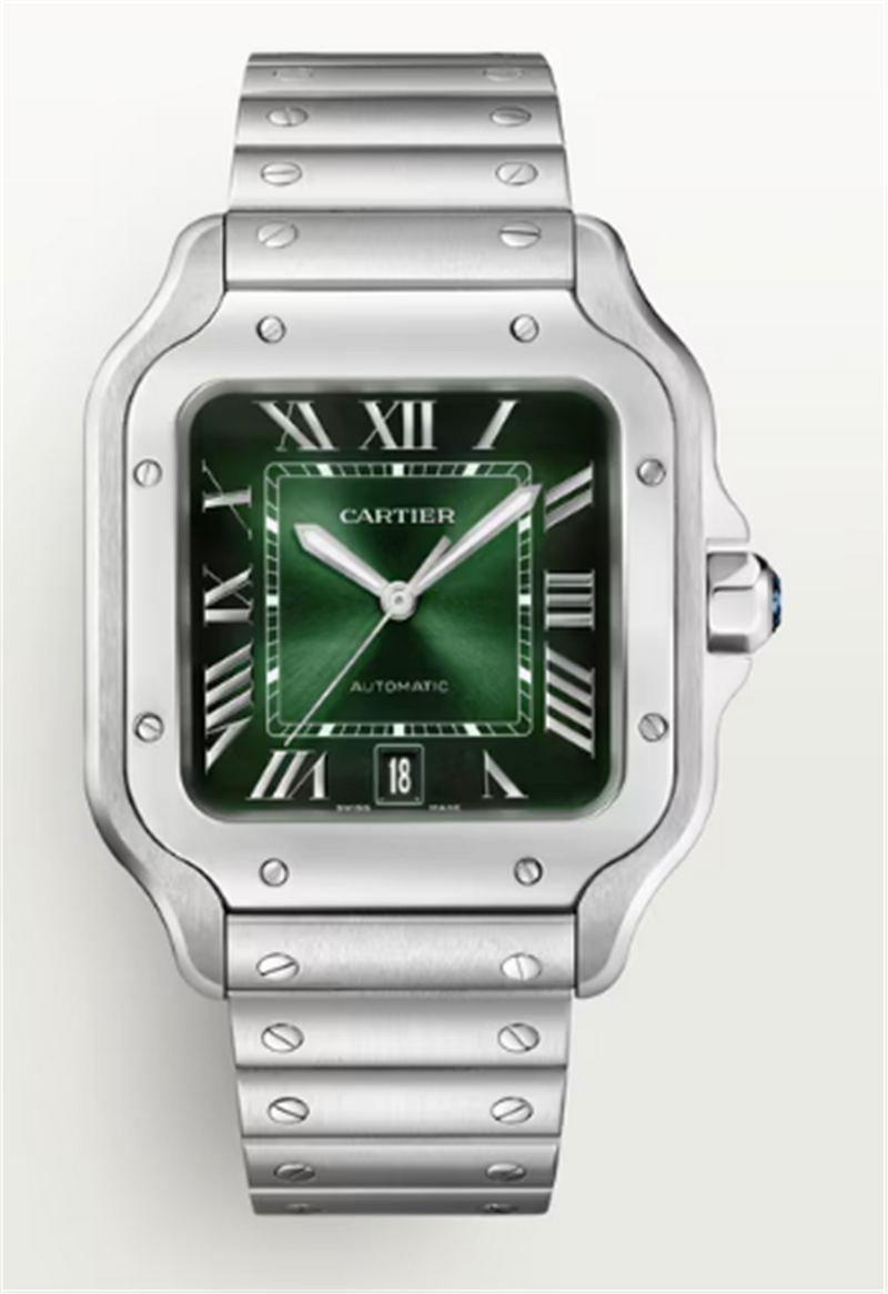 Cartier New Unworn Santos Watch Green Dial, LM WSSA0062