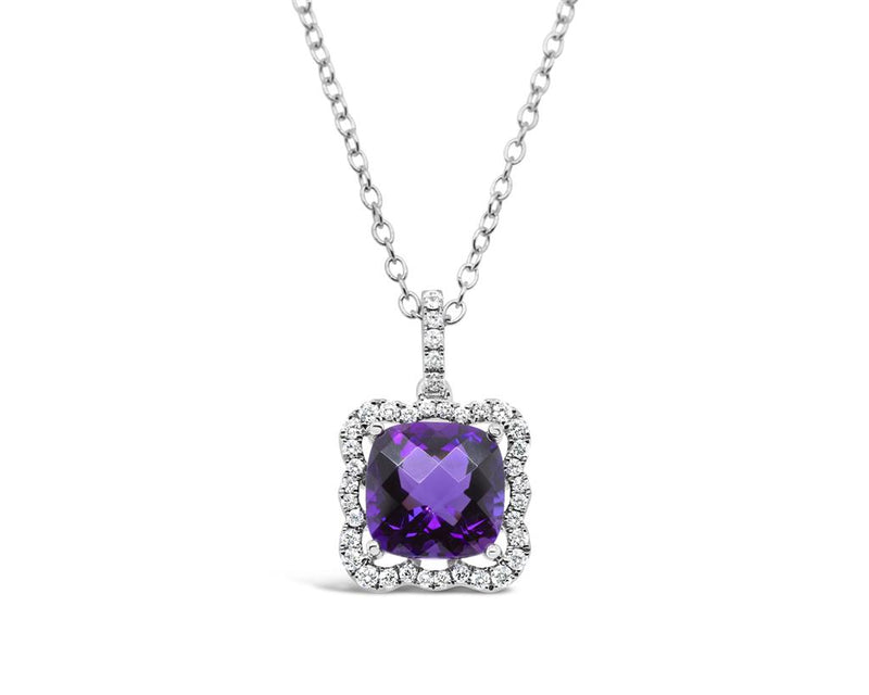 Pe Jay Creations 18K White Gold Amethyst and Diamond Necklace