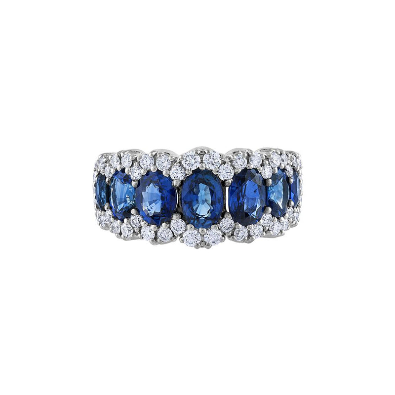LaViano Fashion 18K White Gold Sapphire and Diamond Ring