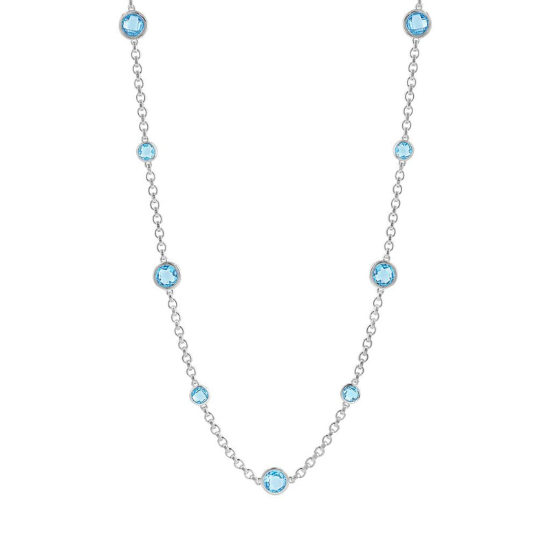 LaViano Fashion Sterling Silver and Blue Topaz Station Necklace