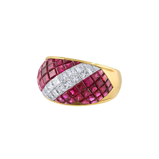 LaViano Fashion 18K Yellow Gold Ruby and DIamond Ring