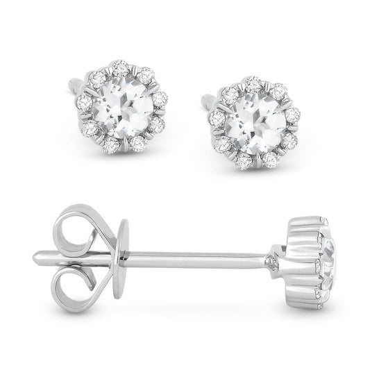 LaViano Fashion 14K White Gold Topaz and Diamond Earrings
