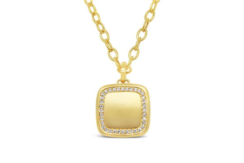 KC Designs 14k Gold and Diamond Cushion Shape Remembrance Locket Necklace
