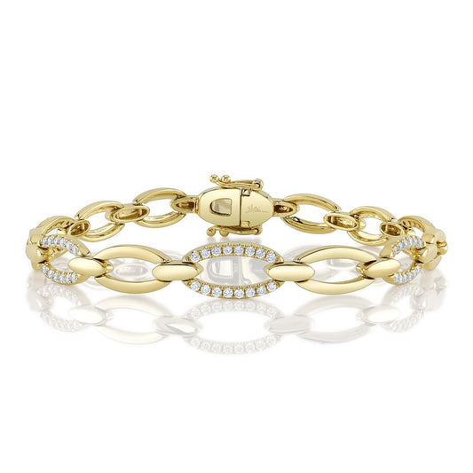Shy Creation  14K Yellow Gold Diamond Bracelet