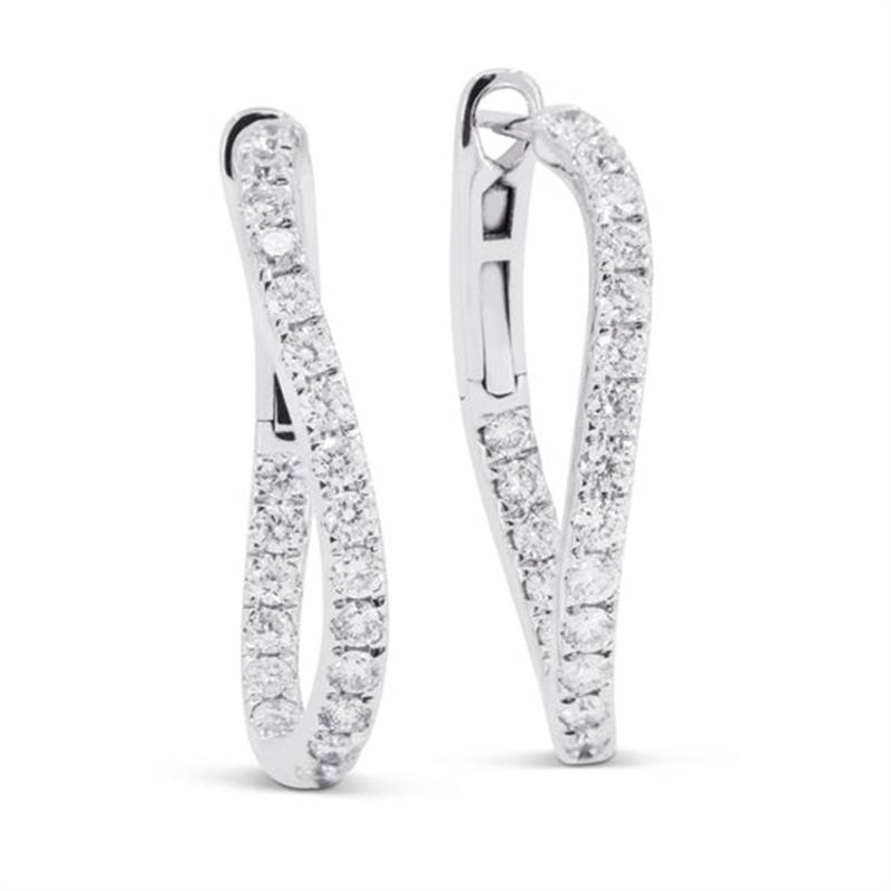 LaViano Fashion 14K White Gold Diamond Hoop Earrings