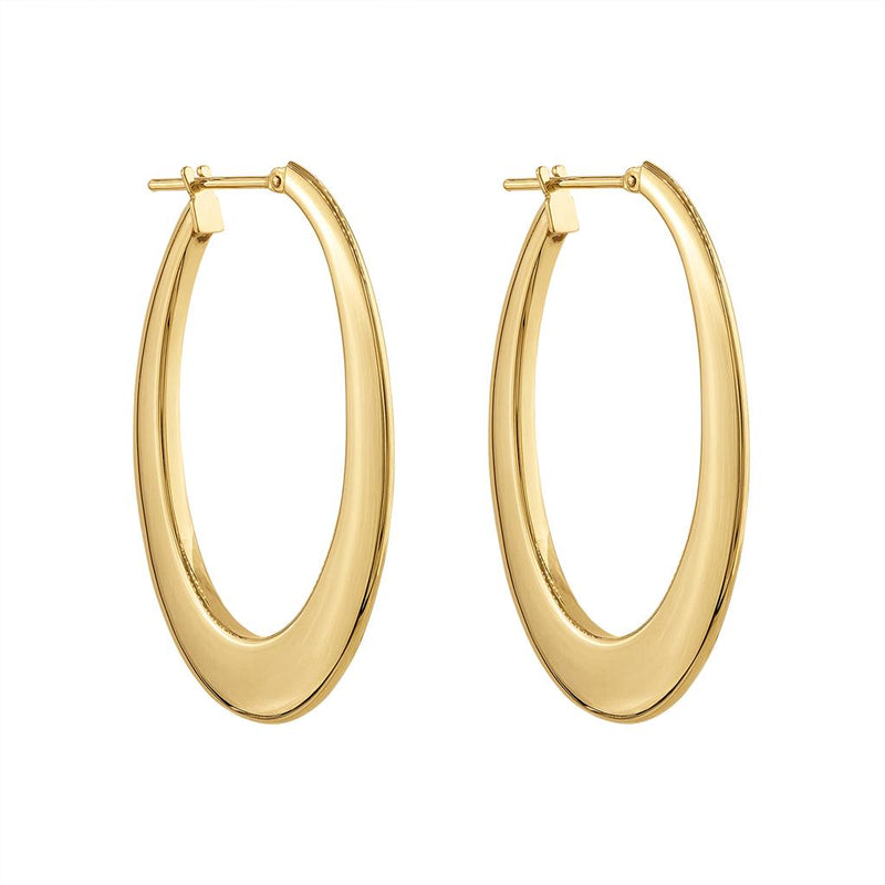 LaViano Fashion 18K Yellow Gold Oval Elongated Hoop Earrings