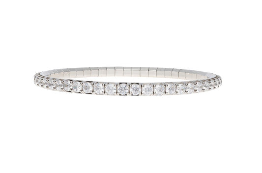Extensible 18K White Gold Diamond Bracelet Diamonds 7.30 Carats