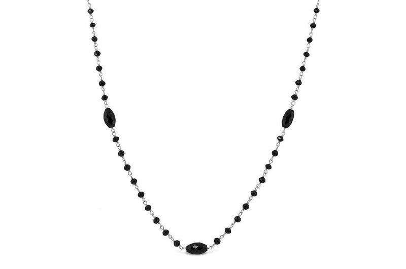 LaViano Fashion 18K White Gold Black Diamond Beaded Necklace