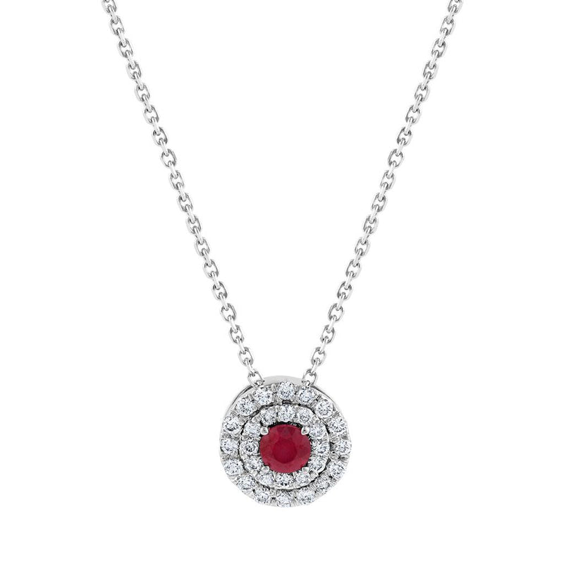 Pe Jay Creations 14K White Gold Ruby and Diamond Pendant