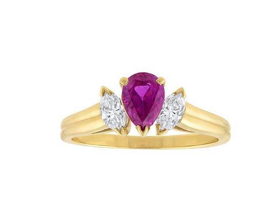 LaViano Fashion 18K Yellow Gold Pink Sapphire and Diamond Ring
