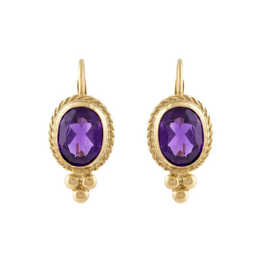 LaViano Fashion 14K Yellow Gold Amethyst Earrings
