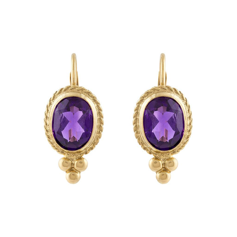 LaViano Fashion 14K Yellow Gold Amethyst Earrings