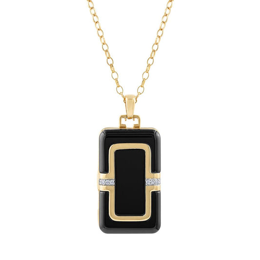 LaViano Fashion 18K Yellow Gold Black Ceramic Locket