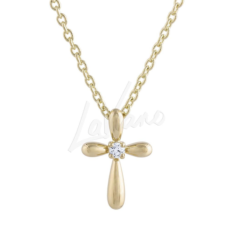 LaViano Fashion 14K Yellow Gold Cross with Diamond