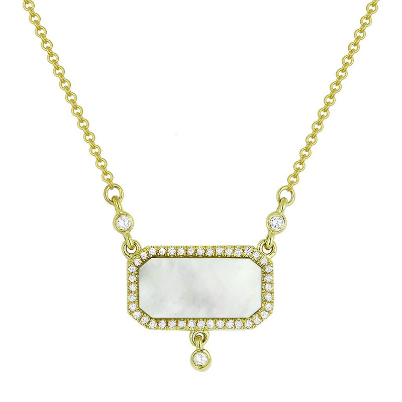 LaViano Fashion 14K Yellow Gold Mother of Pearl and Diamond Necklace