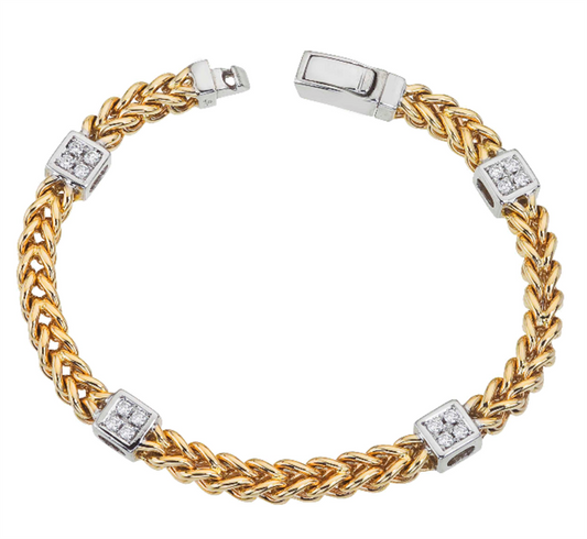 LaViano Fashion 14K Two Tone Diamond Bracelet