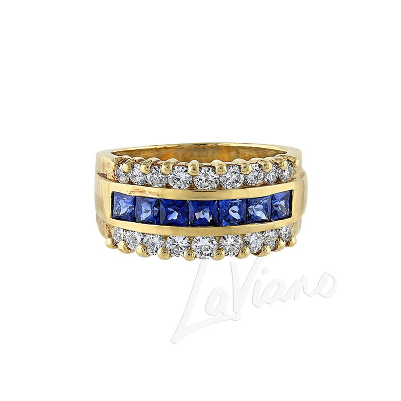 LaViano Fashion 18K Yellow Gold Sapphire and Diamond Ring