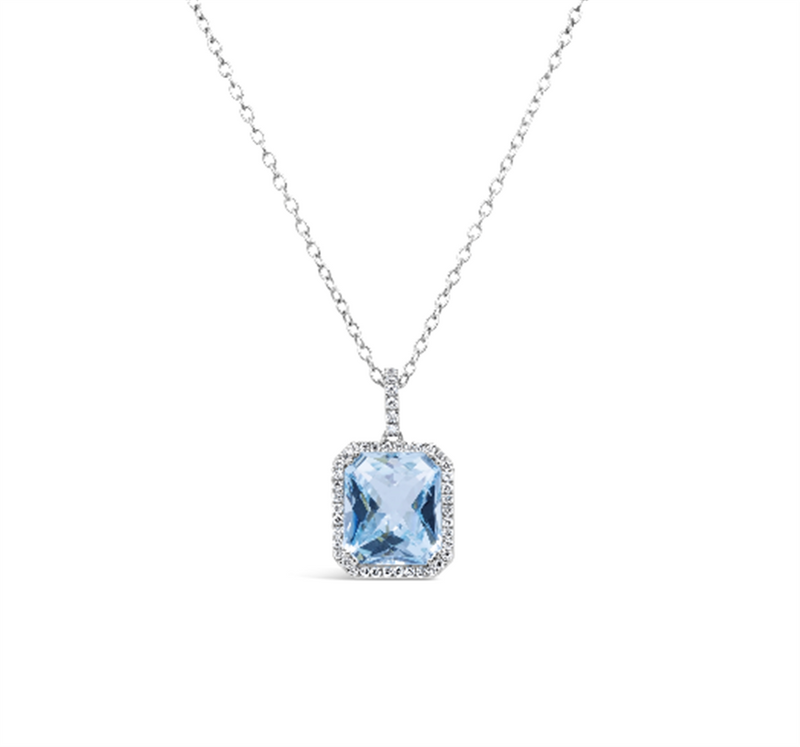 Pe Jay Creations 18K White Gold Aquamarine and Diamond Necklace