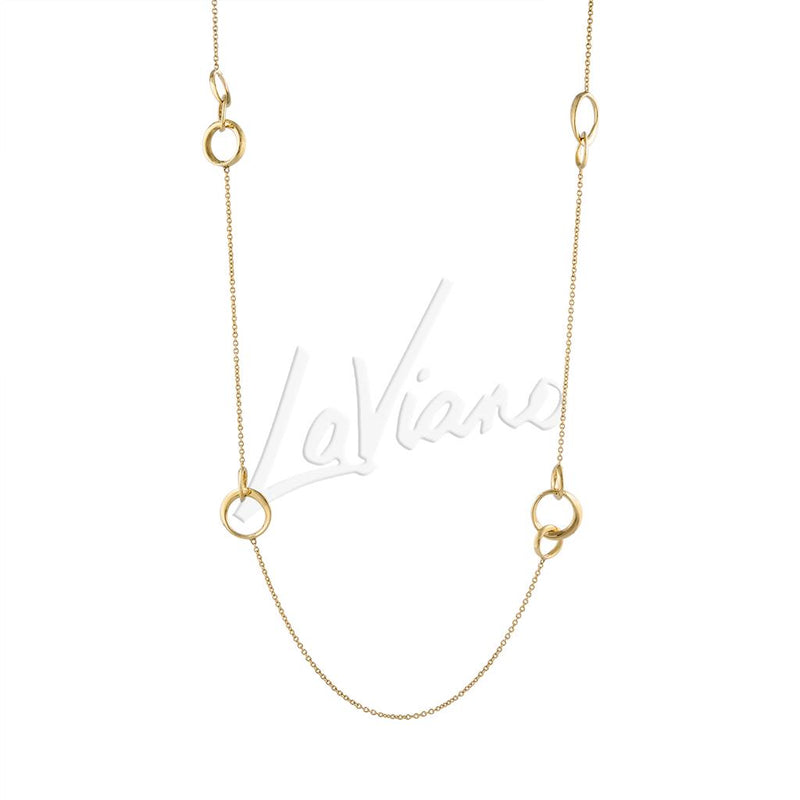 LaViano Fashion 14 Karat Yellow Gold Station Necklace 36"