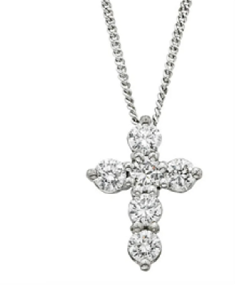 Pe Jay Creations 14K White Gold Diamond Cross Necklace