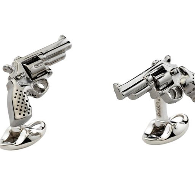 Deakin & Francis Sterling Silver Revolver Sprung Oval Cufflinks