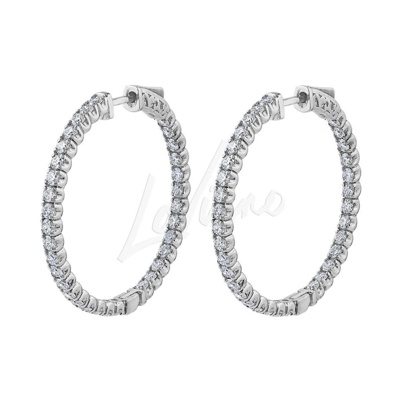 LaViano Fashion 14K White Gold Diamond Hoop Earrings