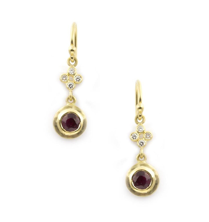 LaViano Fashion 18K Yellow Gold Ruby & Diamond Drop Earrings