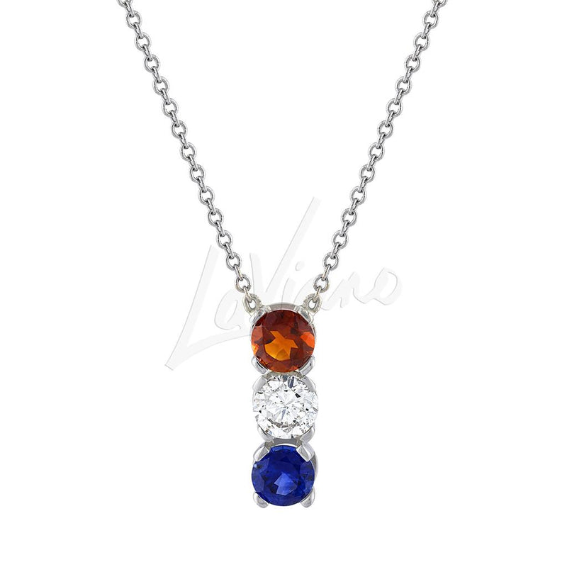 LaViano Fashion 14K White Gold Garnet Sapphire and Diamond Necklace