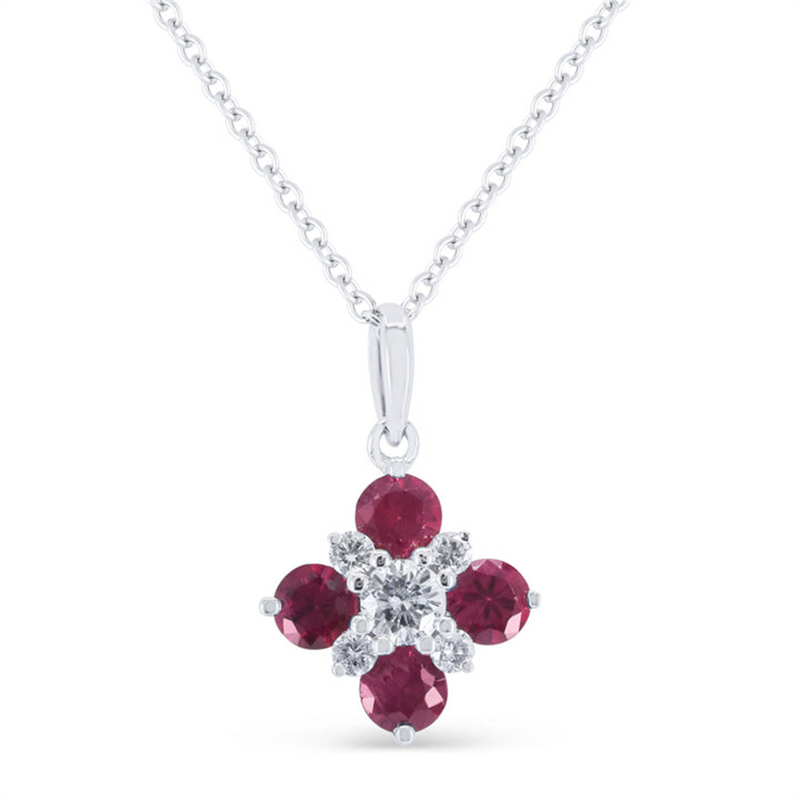 LaViano Fashion 14K White Gold Ruby and Diamond Pendant