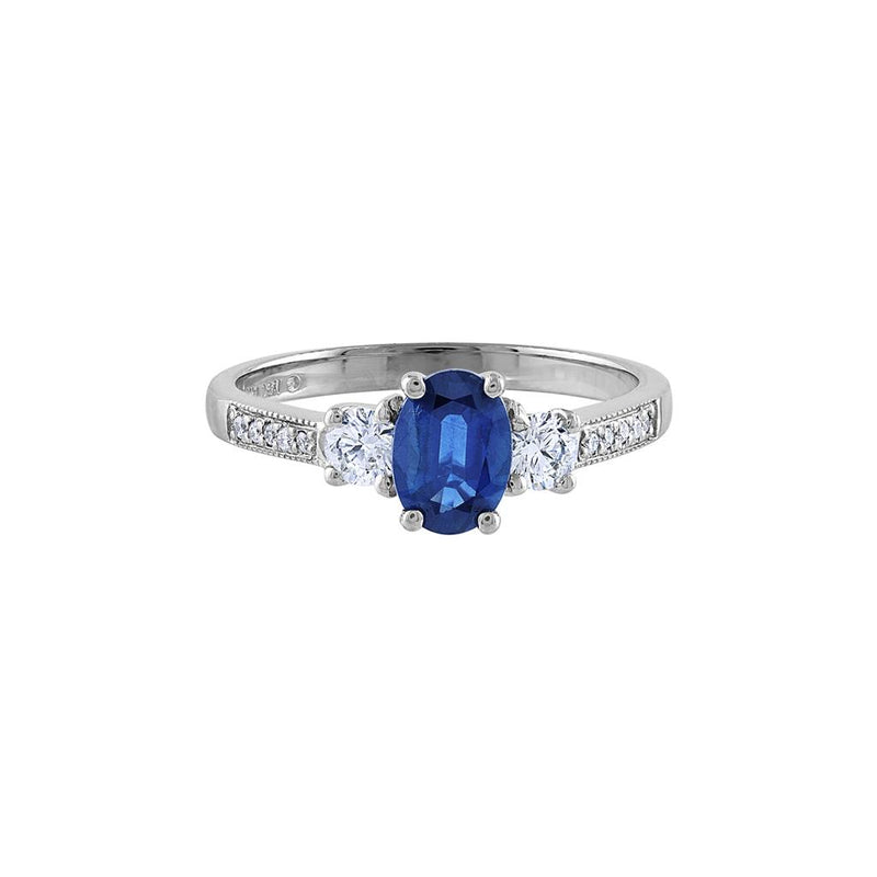 LaViano Fashion 14K White Gold Sapphire and Diamond Ring