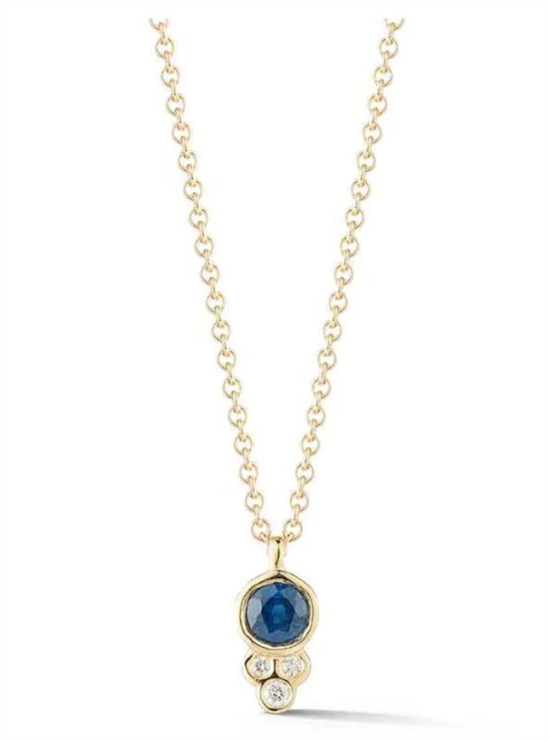 Barbela Design 14K Yellow Gold Sapphire and Diamond Necklace
