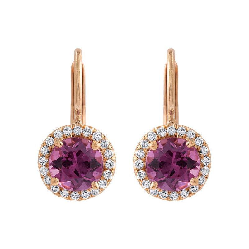 LaViano Fashion 20K Rose Gold Rhodalite Garnet and Diamond Earrings