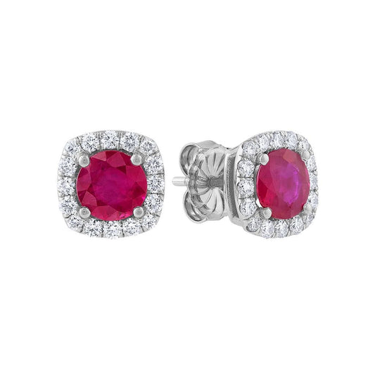 LaViano Fashion 18K White Gold Ruby and Diamond Earrings