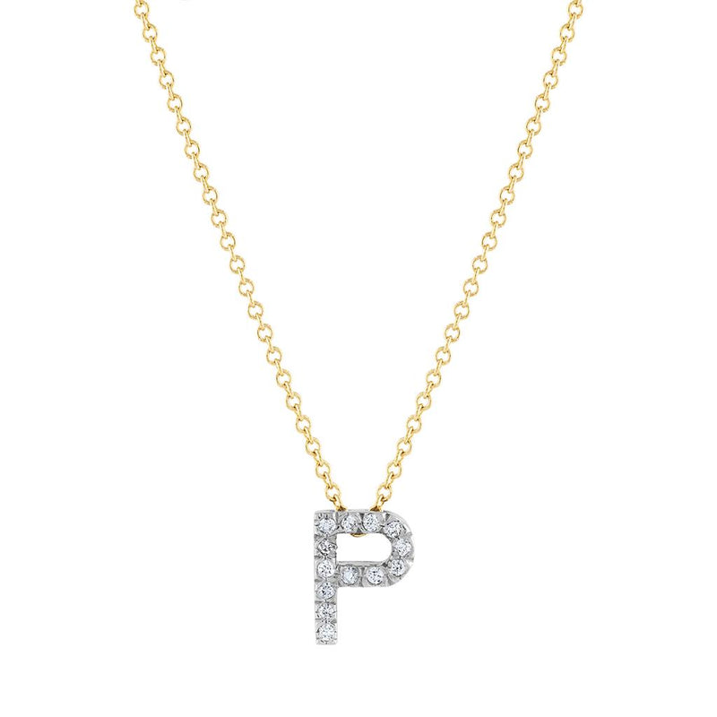 LaViano Fashion 14K Two Tone Diamond Initial P Pendant