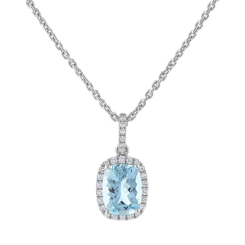 LaViano Fashion 18K White Gold Aquamarine and Diamond Pendant