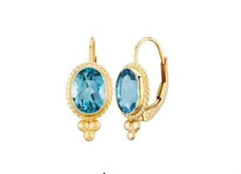 Laviano Fashion 14K Yellow Gold Blue Topaz Earrings