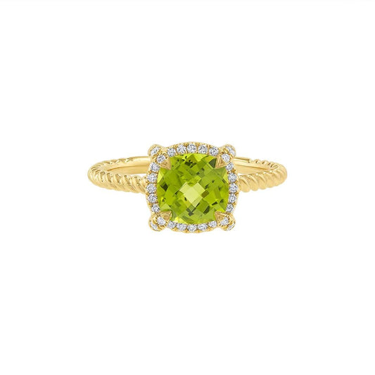LaViano Fashon 14K Yellow Gold Peridot and Diamond Ring